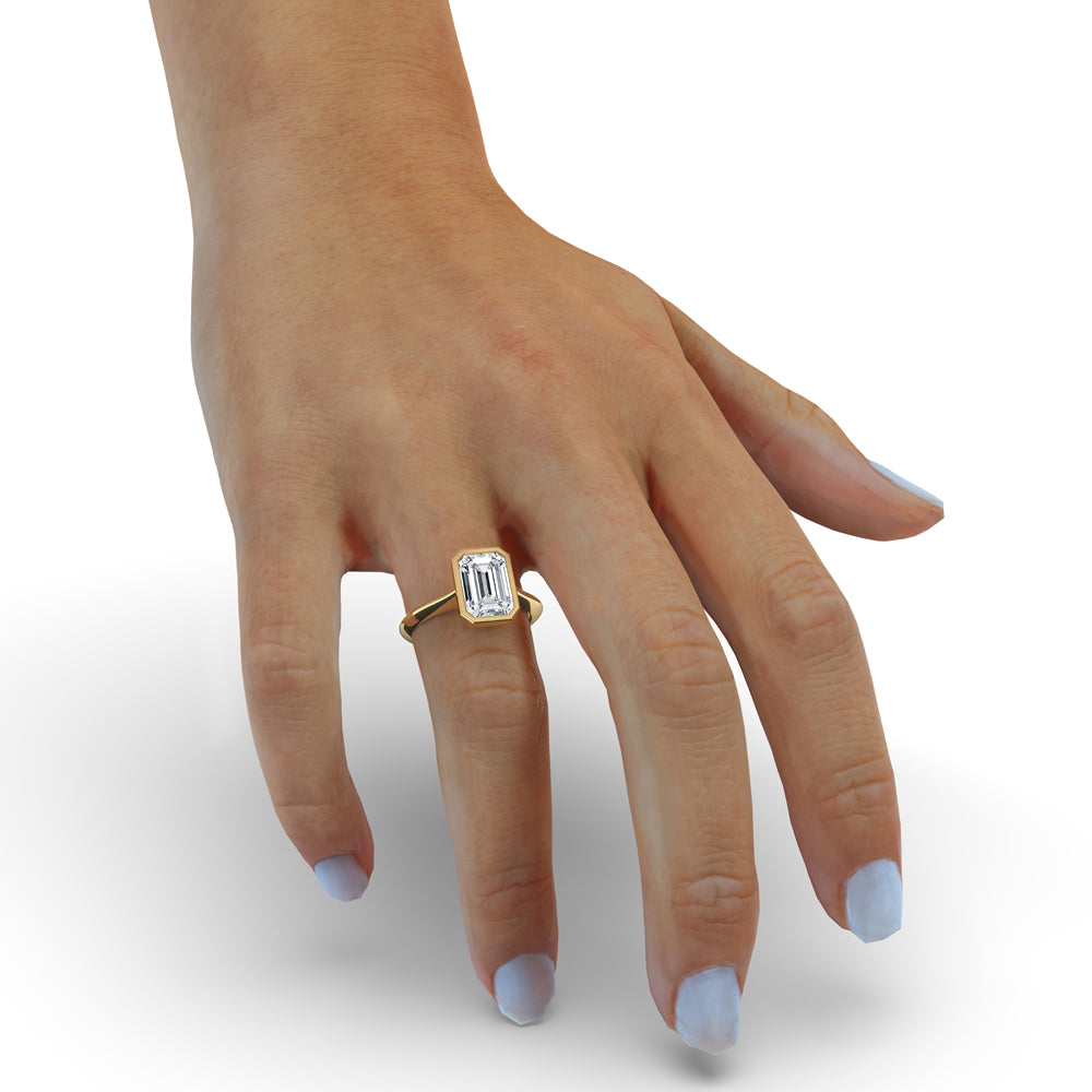 Bezel Emerald Cut Engagement Ring