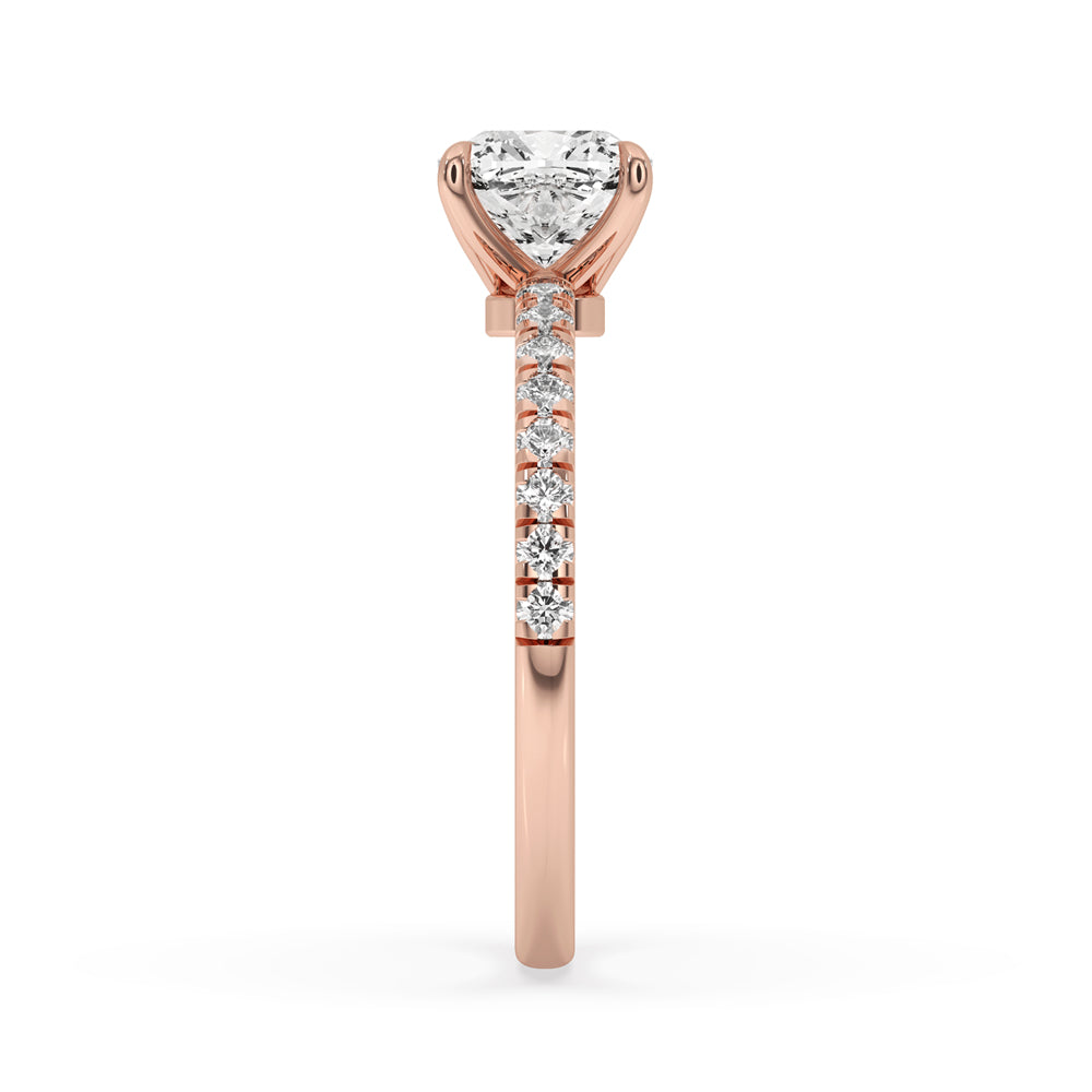 Cushion Cut Diamond Engagement Ring in 4 Prong Setting