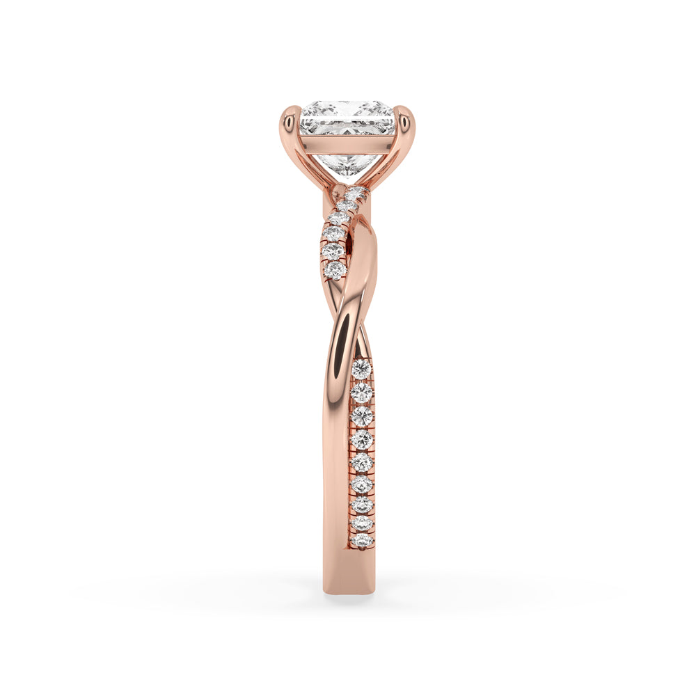Princess Cut Twisted Band Engagement Ring