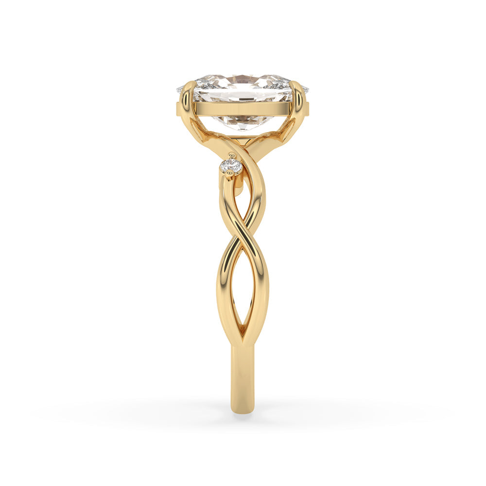 Twisted Engagement Ring With Elongated Cushion Diamond