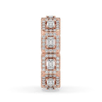 Emerald Cut Eternity Band - Halo Inspired Design