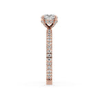 Round Cut Hidden Halo Engagement Ring with Pave Setting