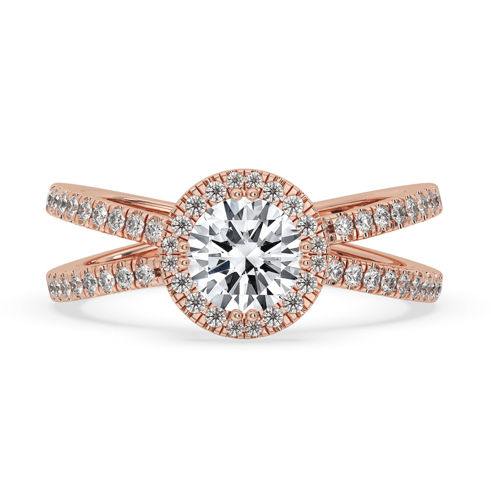 Gold Crossover Ring with Round Diamond for Timeless Style Main image