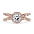 Gold Crossover Ring with Round Diamond for Timeless Style