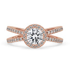 Gold Crossover Ring with Round Diamond for Timeless Style