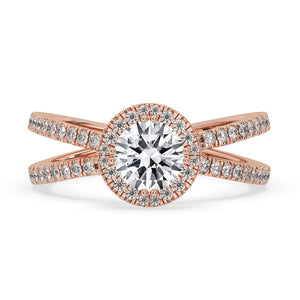 Gold Crossover Ring with Round Diamond for Timeless Style