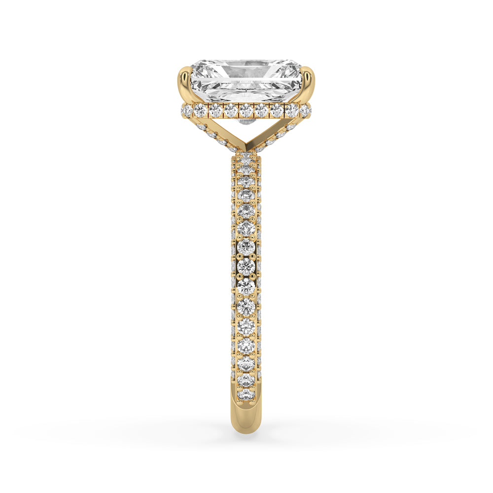 Hidden Halo Engagement Ring with Radiant Cut Style