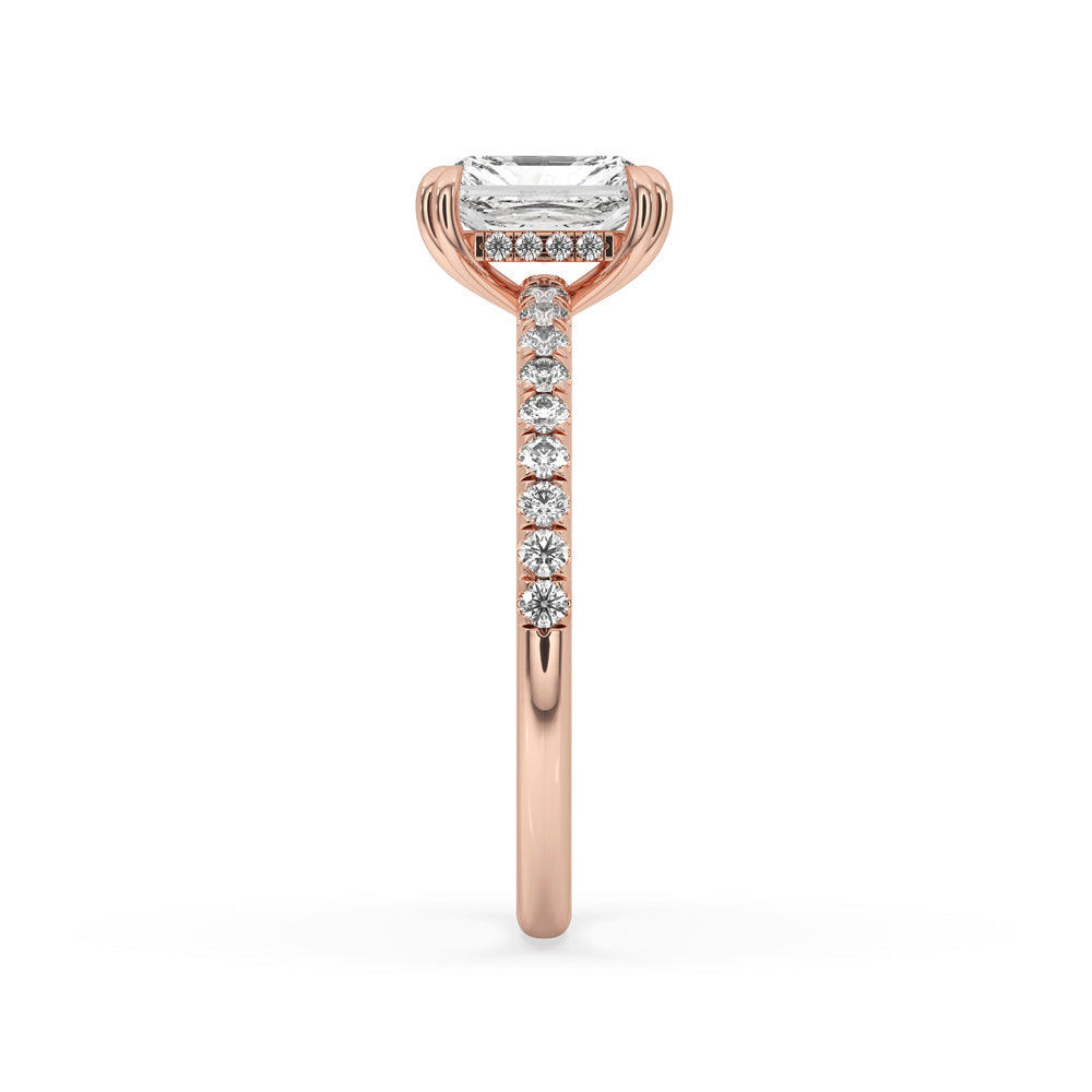 Radiant Diamond Cut Ring in Dazzling Pave Setting