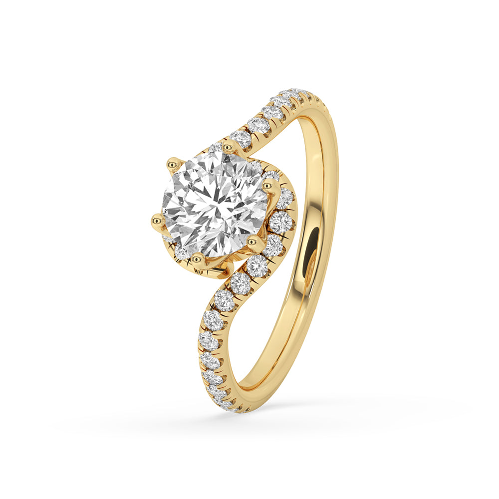 Twisted Engagement Ring Featuring a Sparkling Round Diamond