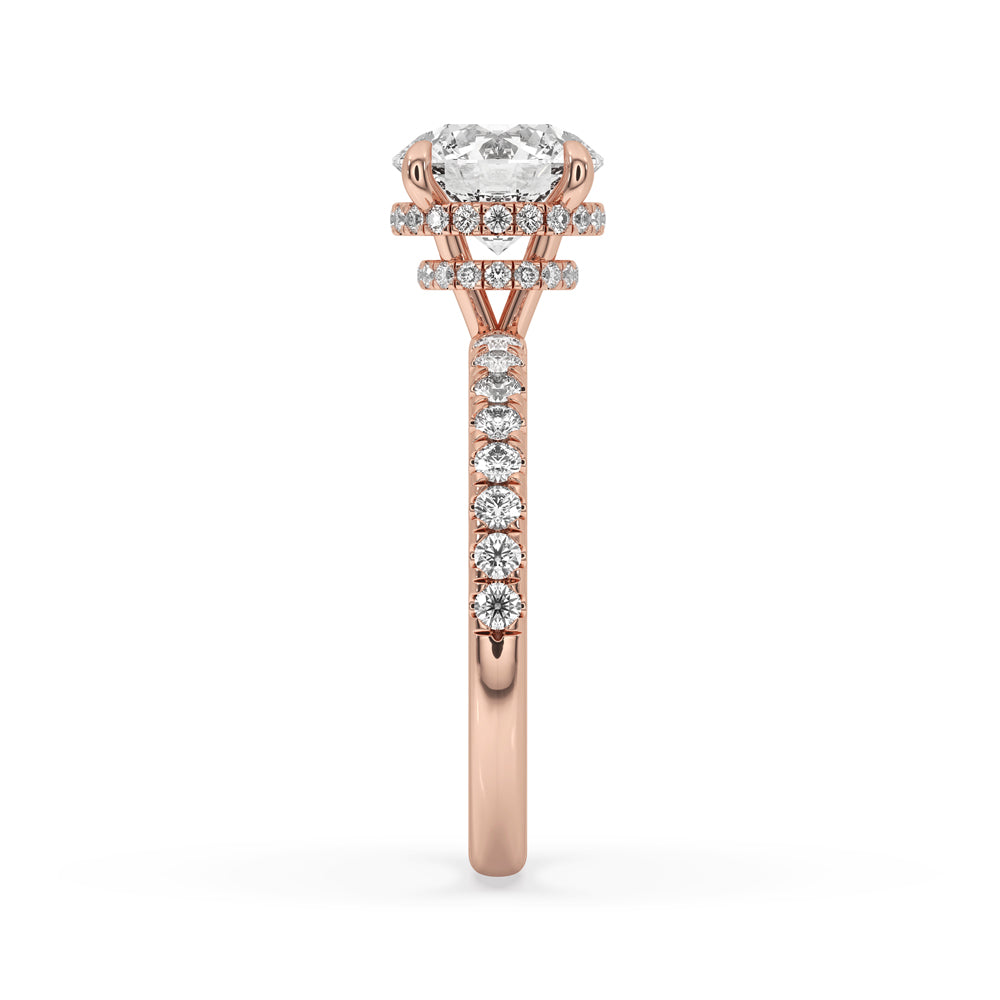 Round Diamond Double Hidden Halo Engagement Ring