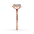 Emerald Cut Diamond Ring - Halo Setting