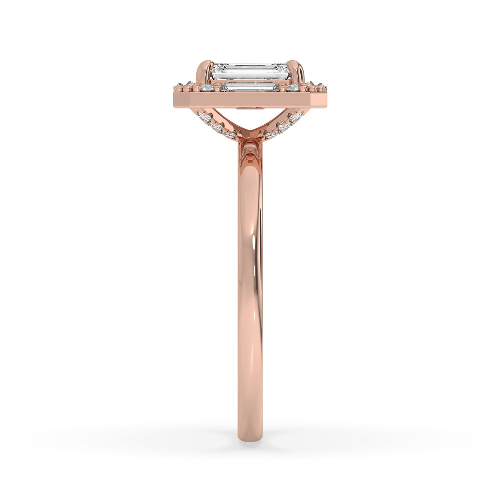 Emerald Cut Diamond Ring - Halo Setting