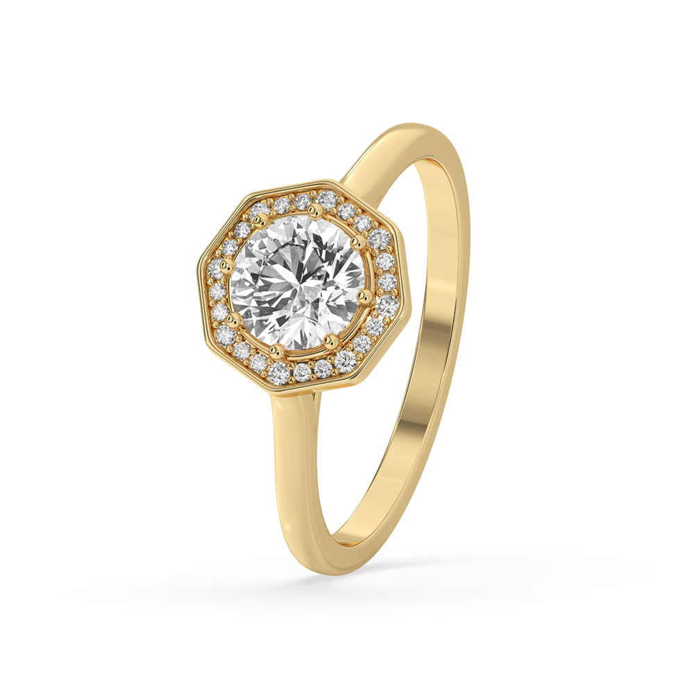 Round Diamond Halo Engagement Ring