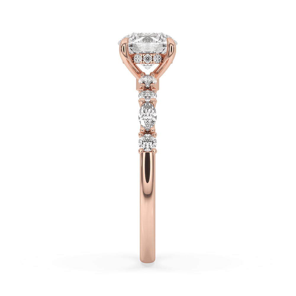 Round Brilliant Cut Diamond Ring in Classic Pave Setting