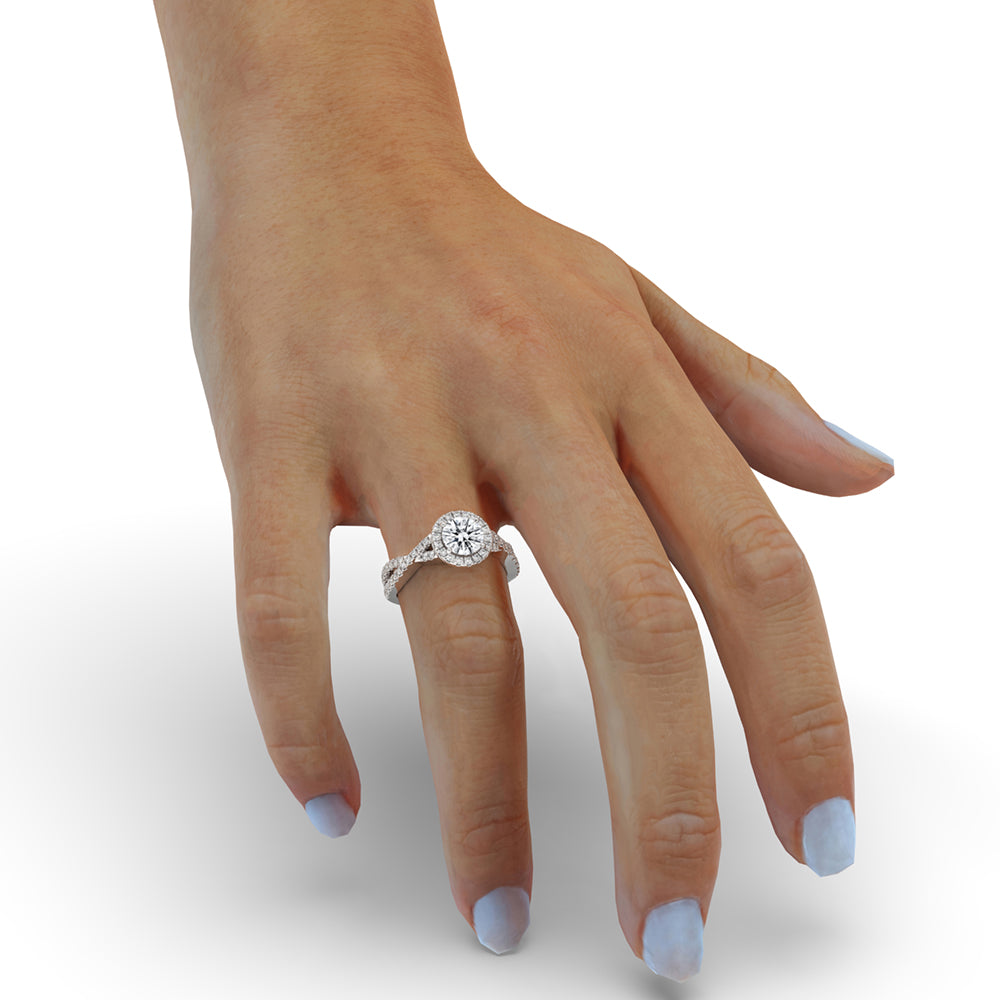 Twisted Engagement Ring With Halo Style