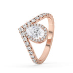 Pear Halo Engagement Ring With Chevron Style