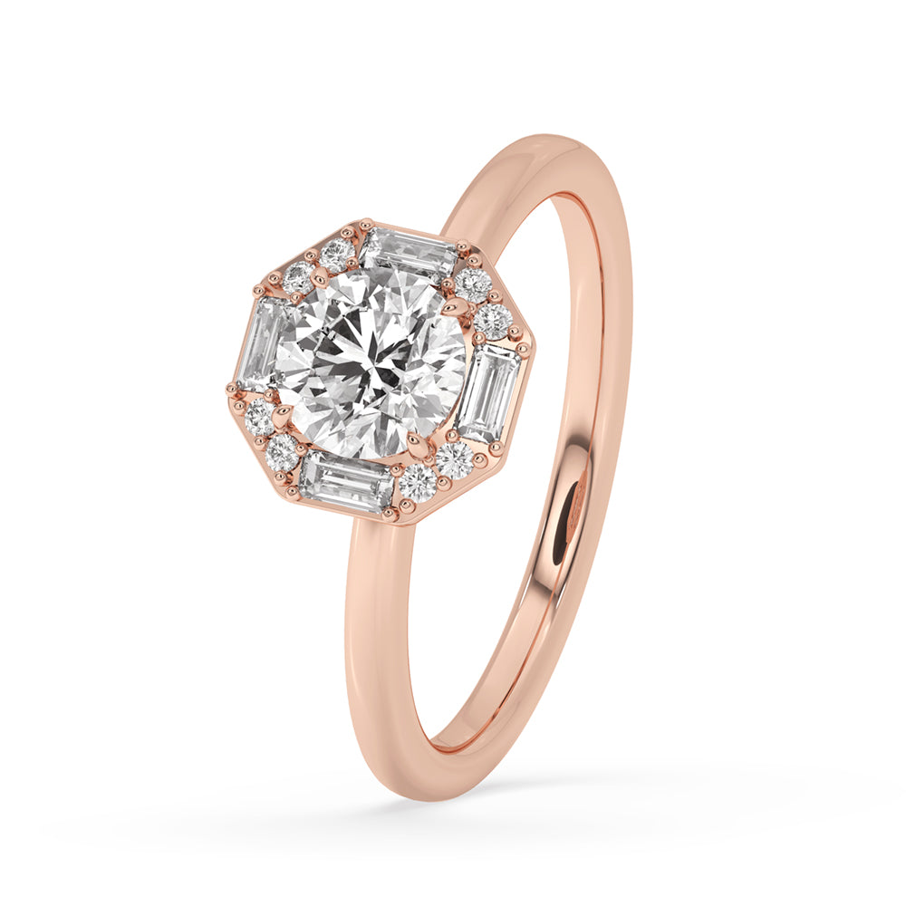 Octagon Ring With Halo Style