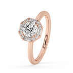 Octagon Ring With Halo Style