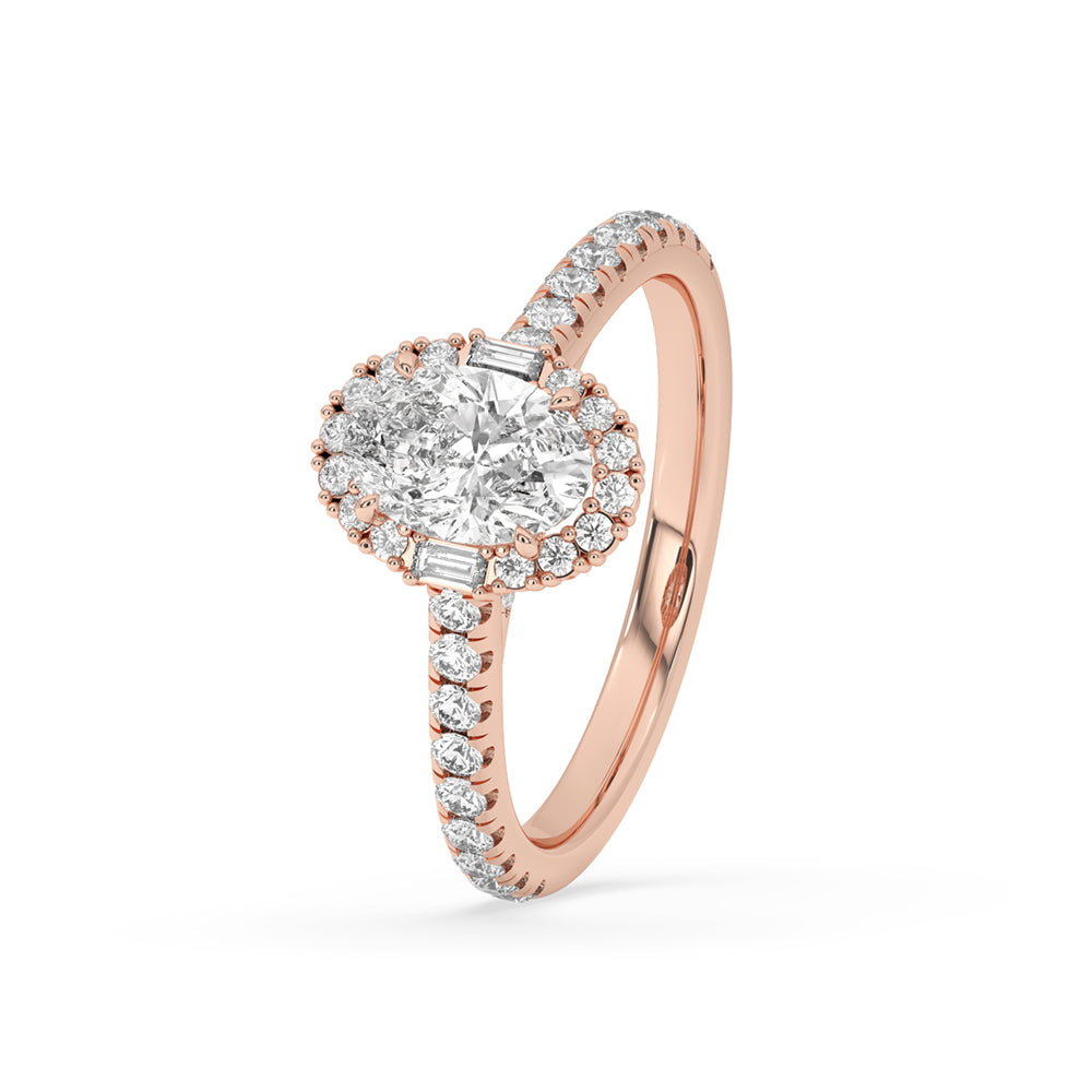 Oval Halo Engagement Ring in Rose Gold