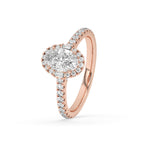Oval Halo Engagement Ring in Rose Gold