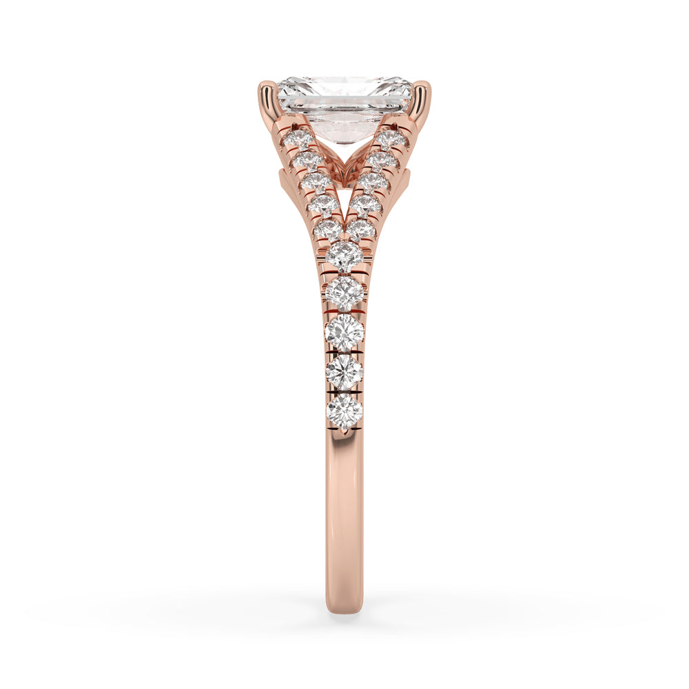 Radiant Cut Diamond Ring With Split Shank Style