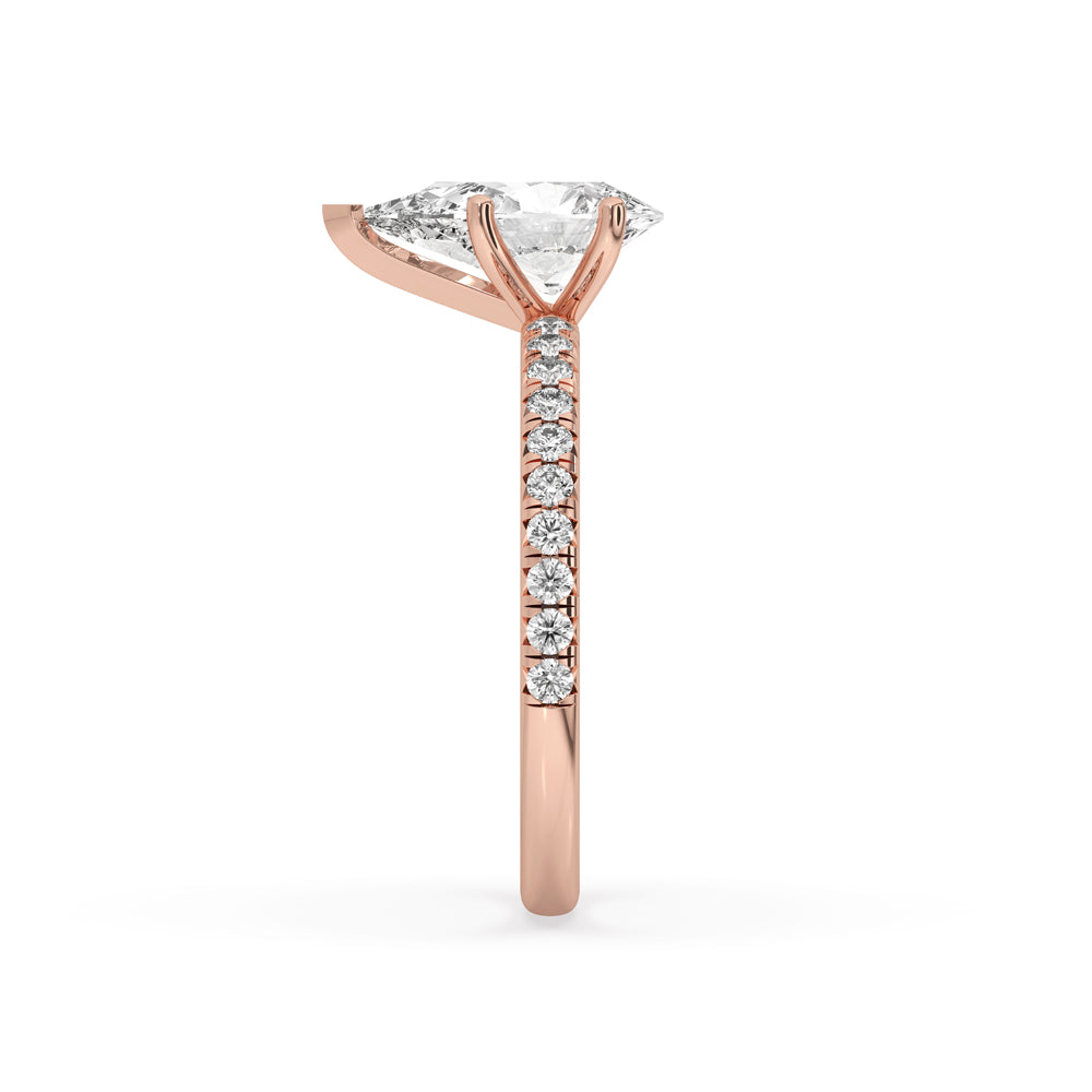 Pear Diamond Pave Band Engagement Ring