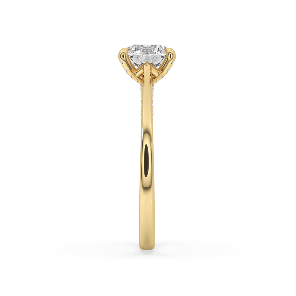 Cathedral Setting Engagement Ring - Hidden Pave Band