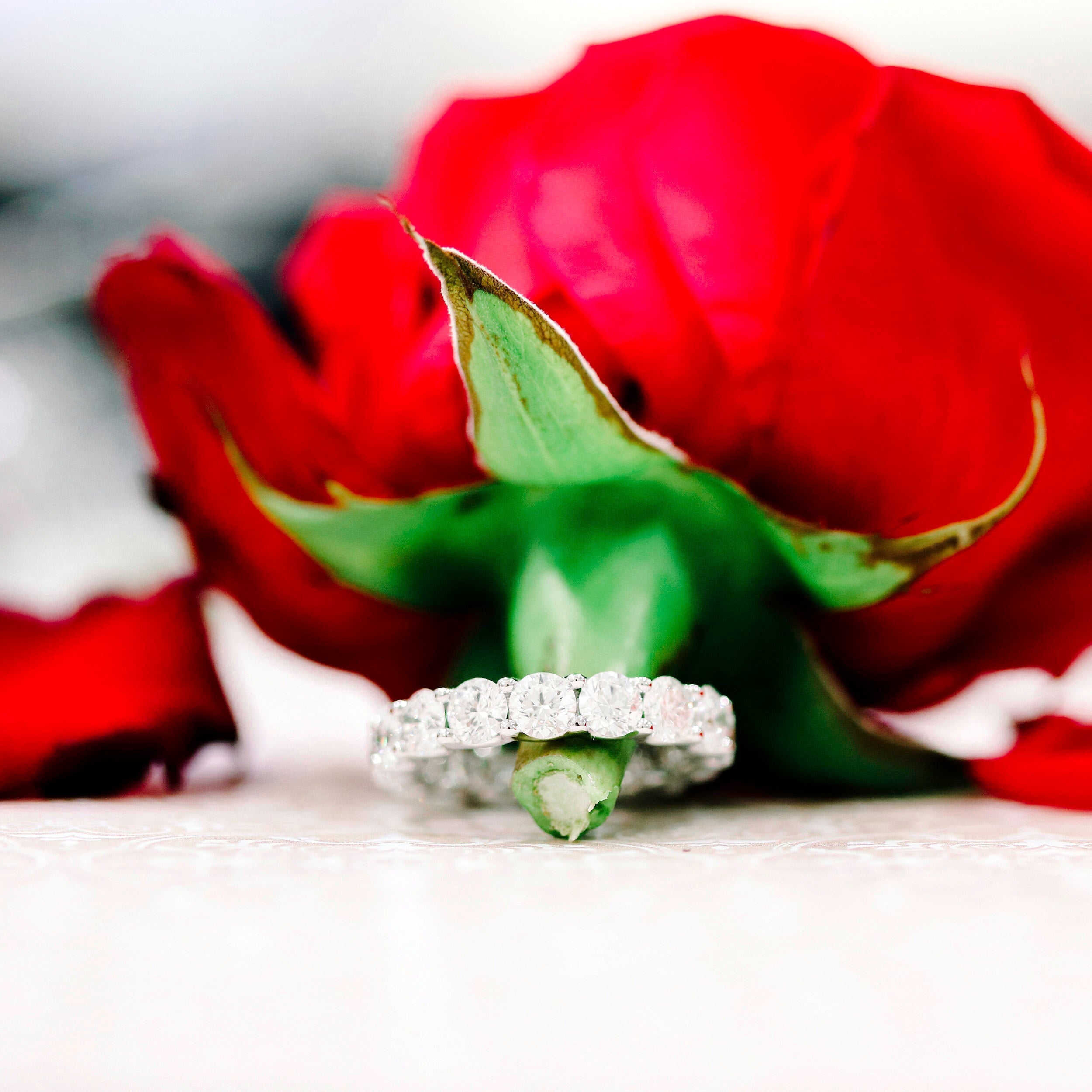 2.0 TCW Round Brilliant Cut Full Eternity Diamond Wedding Band