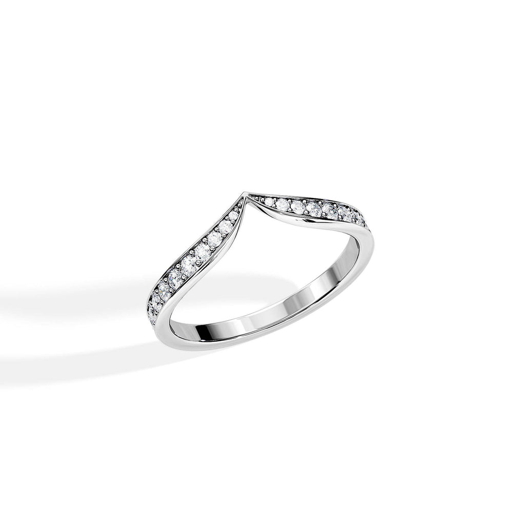 0.30 TCW Round Moissanite Curved Wedding Band