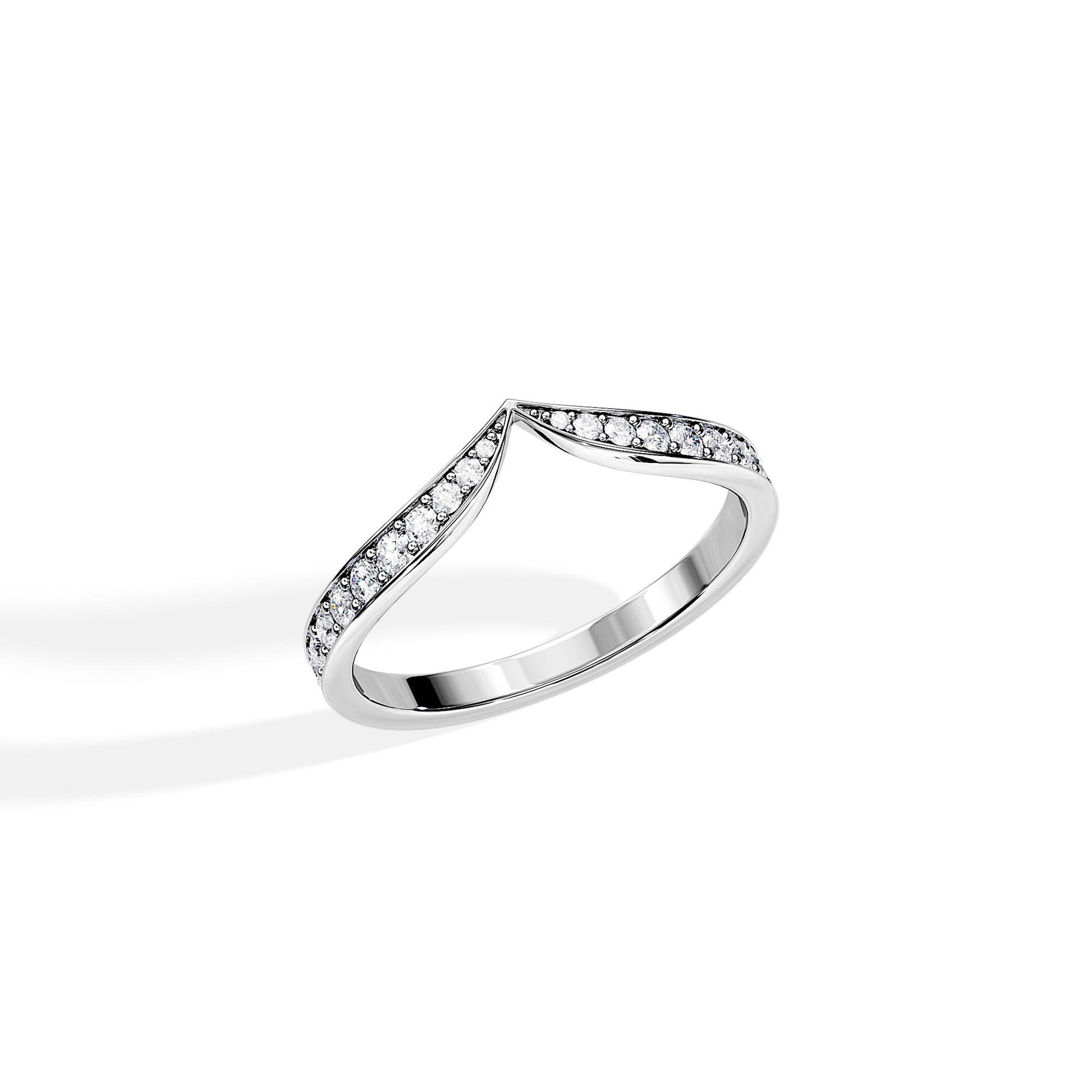0.30 TCW Round Moissanite Curved Wedding Band