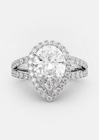 2.0 CT Pear Cut Moissanite Halo Engagement Ring