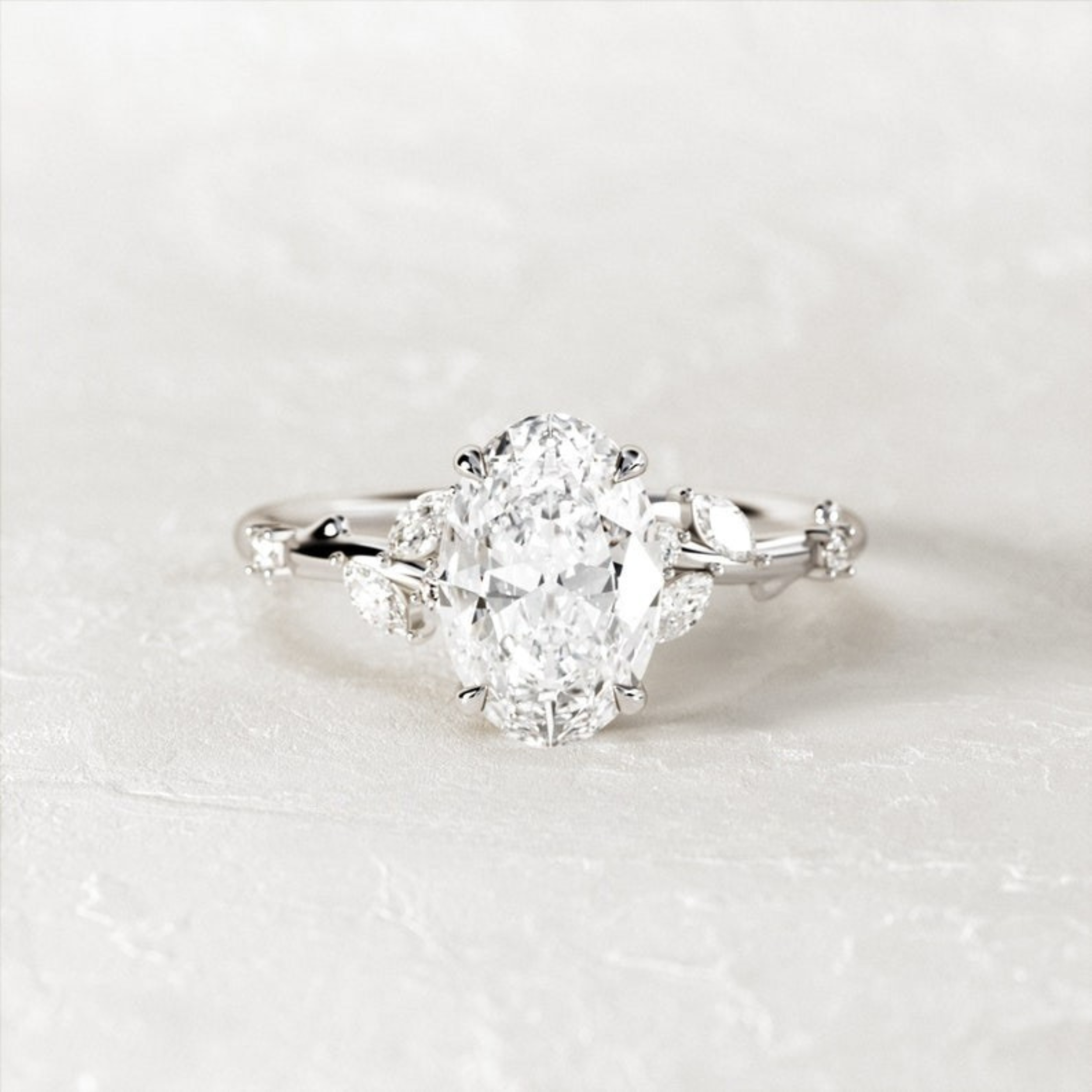 1.50 CT Oval Cut Moissanite Dainty Style Engagement Ring