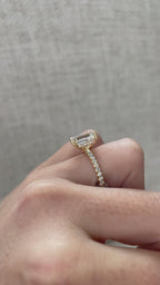 1.64-3.64 CT Emerald Cut Lab Grown Diamond Hidden Halo & Pave Engagement Ring