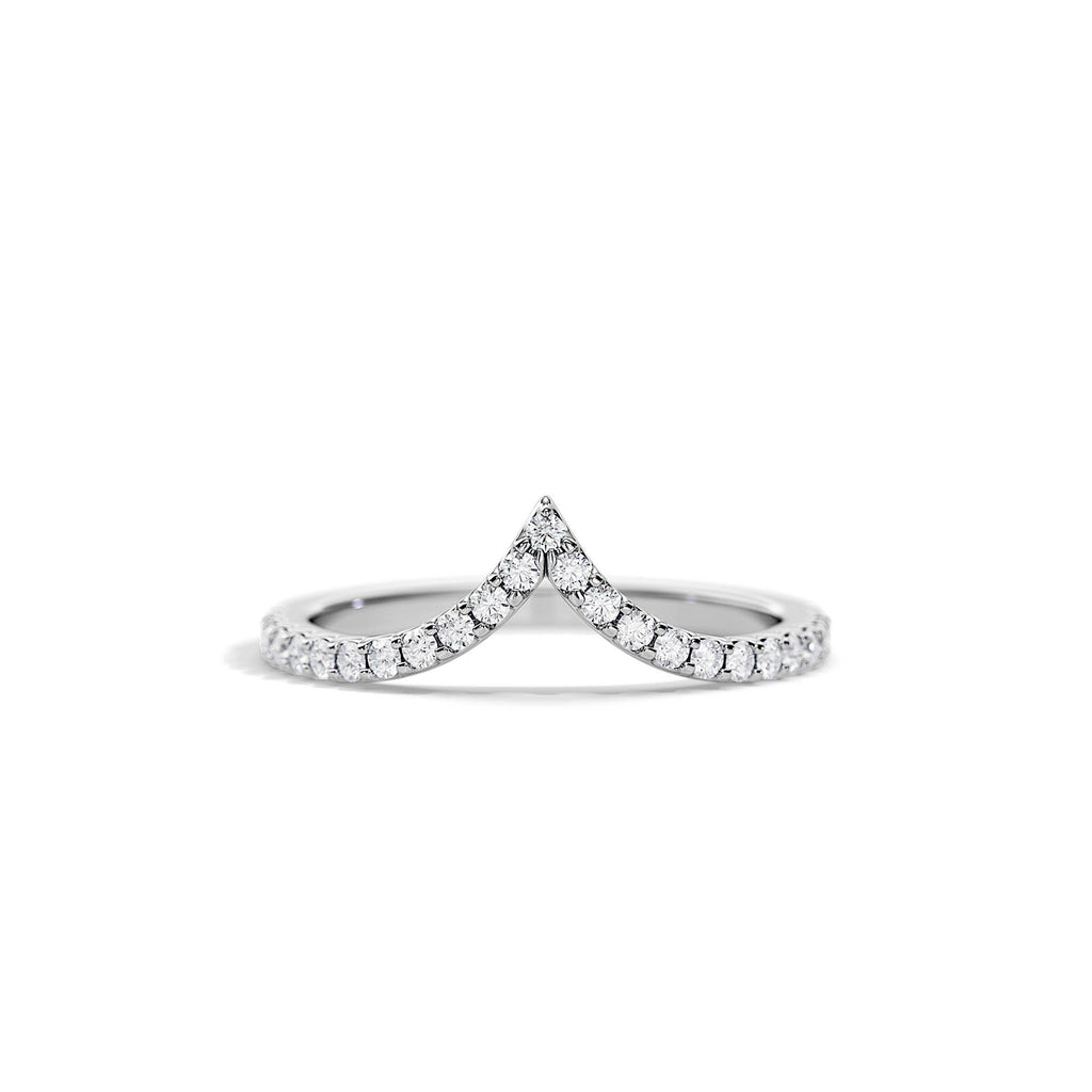 0.25 TCW Round Moissanite Curved Wedding Band