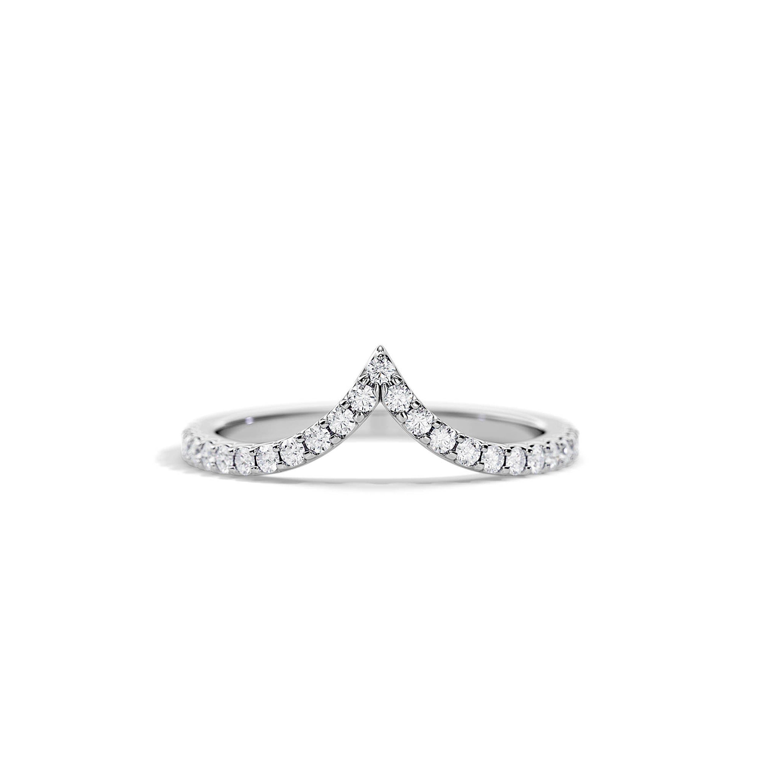 0.25 TCW Round Moissanite Curved Wedding Band