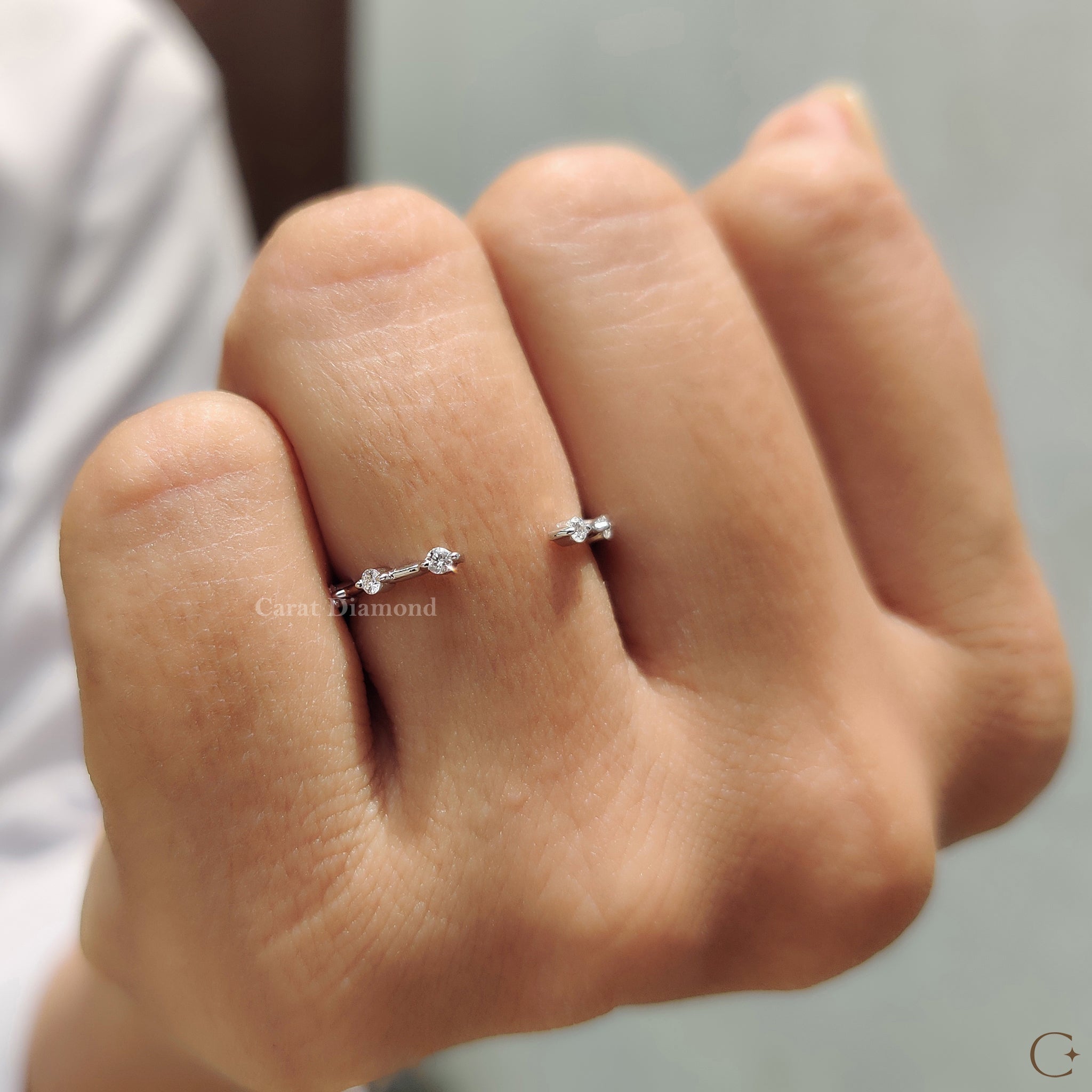 Open Gap Wedding Band with Round Cut Diamond