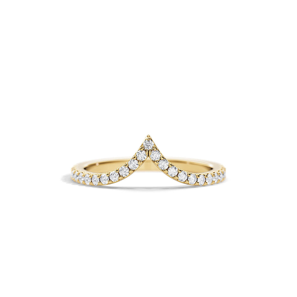 0.25 TCW Round Moissanite Curved Wedding Band