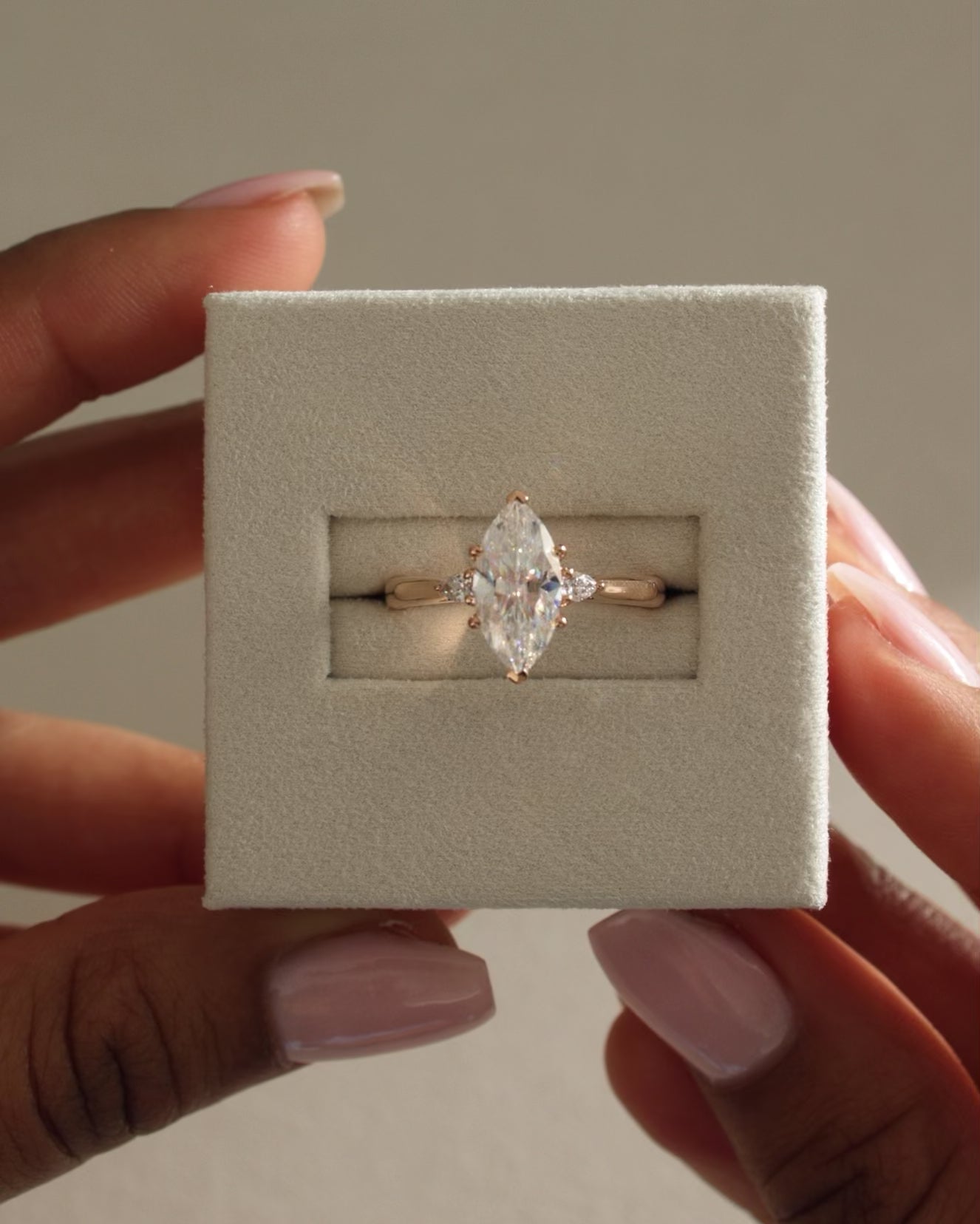 1.50-3.50 CT Marquise Cut Lab Grown Diamond Three Stone Engagement Ring Main image