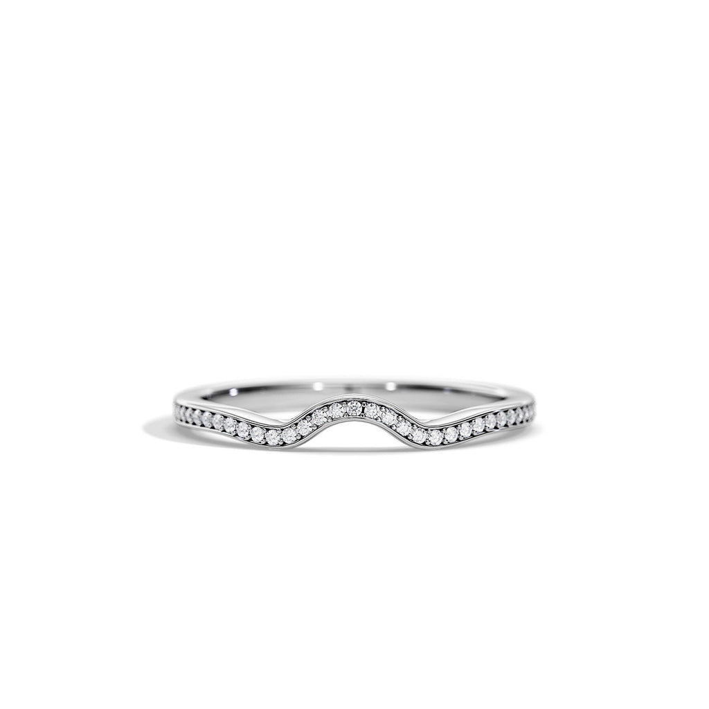 0.10 TCW Round Moissanite Waved Wedding Band