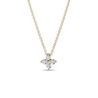 0.26 TCW Round Moissanite Diamond Leaf clover Pendent Necklace