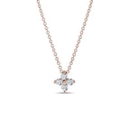 0.26 TCW Round Moissanite Diamond Leaf clover Pendent Necklace