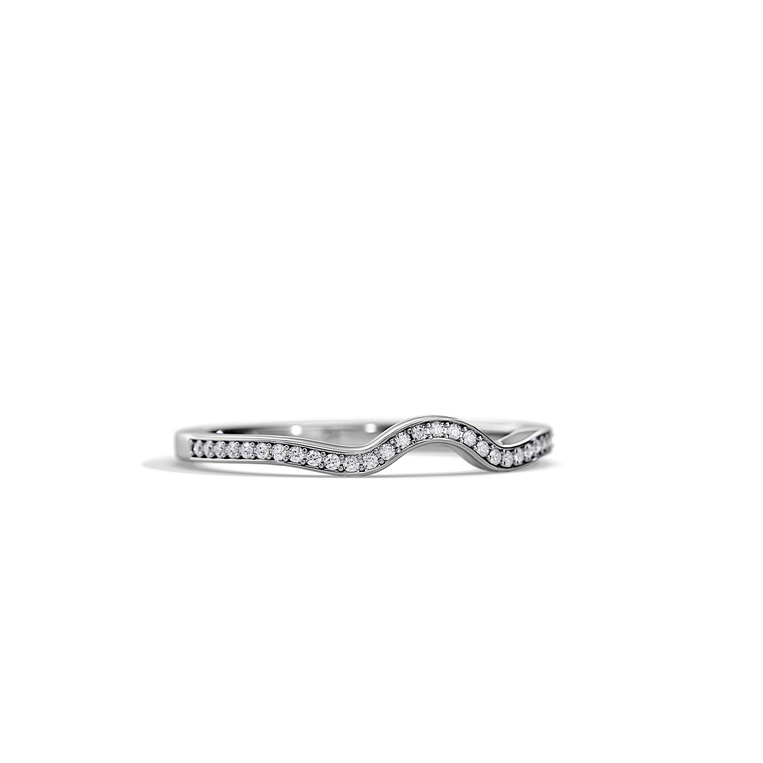 0.10 TCW Round Moissanite Waved Wedding Band