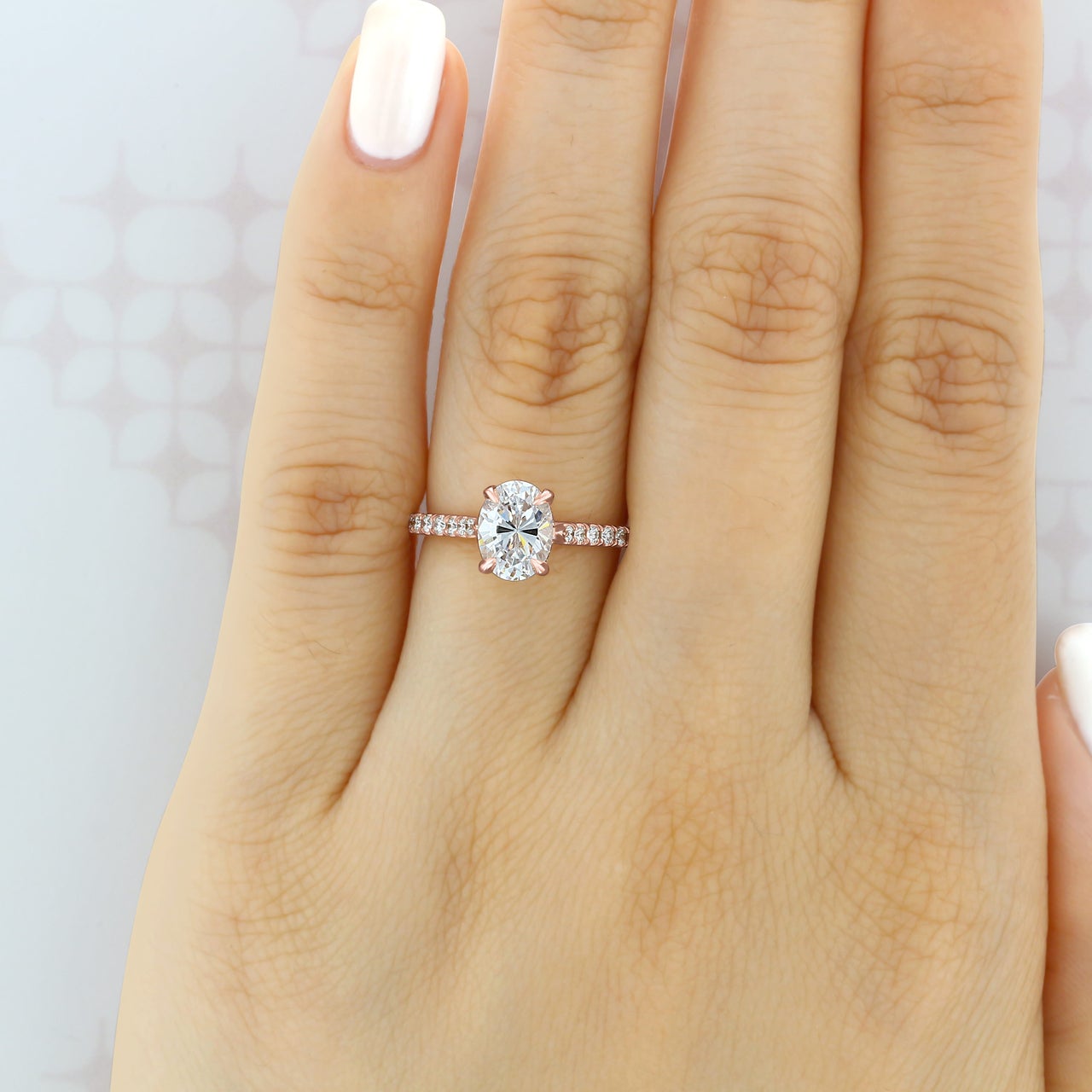 1.33CT Oval Cut Hidden Halo Moissanite Engagement Ring