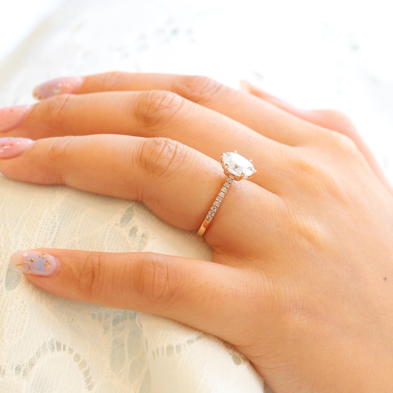 2.0 CT Oval Cut Moissanite Pave Engagement Ring