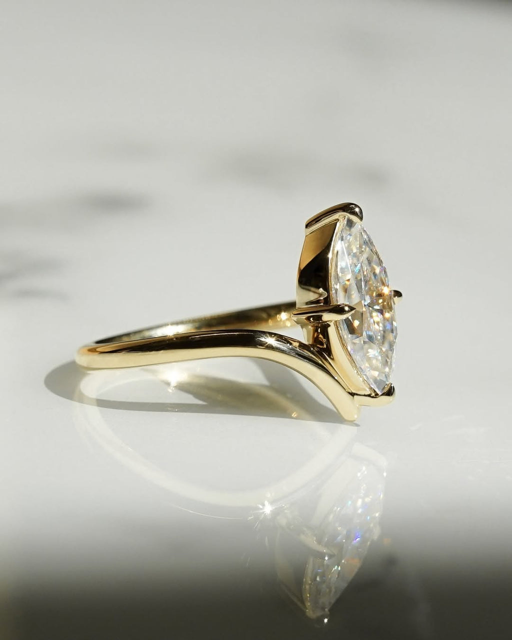 2.0 -3.50 CT Marquise ⁠Cut Lab Grown Diamond Unique Engagement Ring
