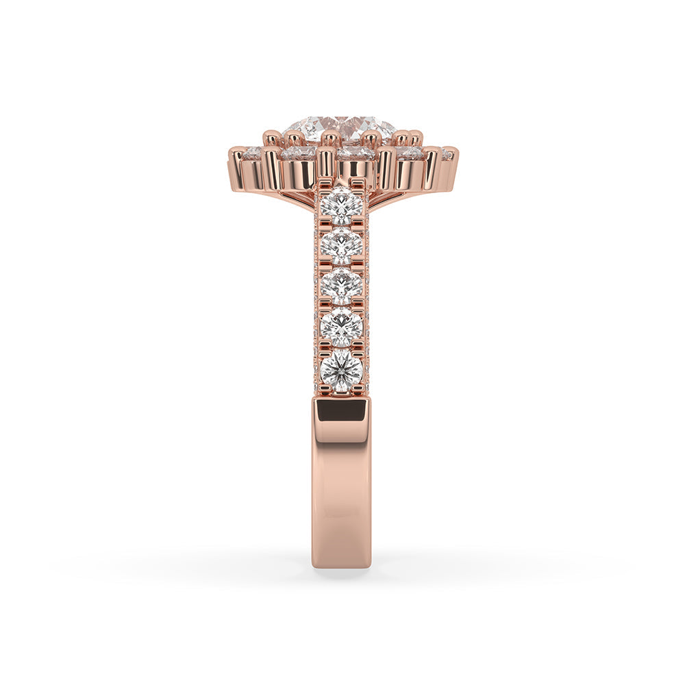 Halo Diamond Engagement Ring in Rose Gold