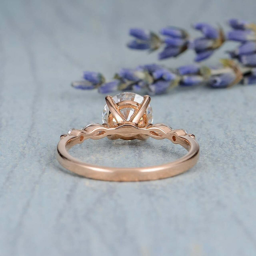 1.50 CT Round Cut Moissanite Pave Setting Engagement Ring