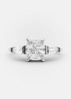 2.0 CT Cushion Cut Moissanite Three Stone Engagement Ring
