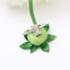 1.50 CT Emerald Cut Moissanite Pave Style Engagement Ring