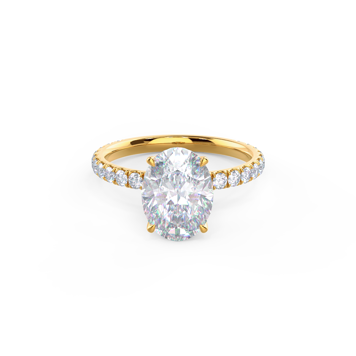 2.25 CT Oval Moissanite Pave Setting Engagement Ring